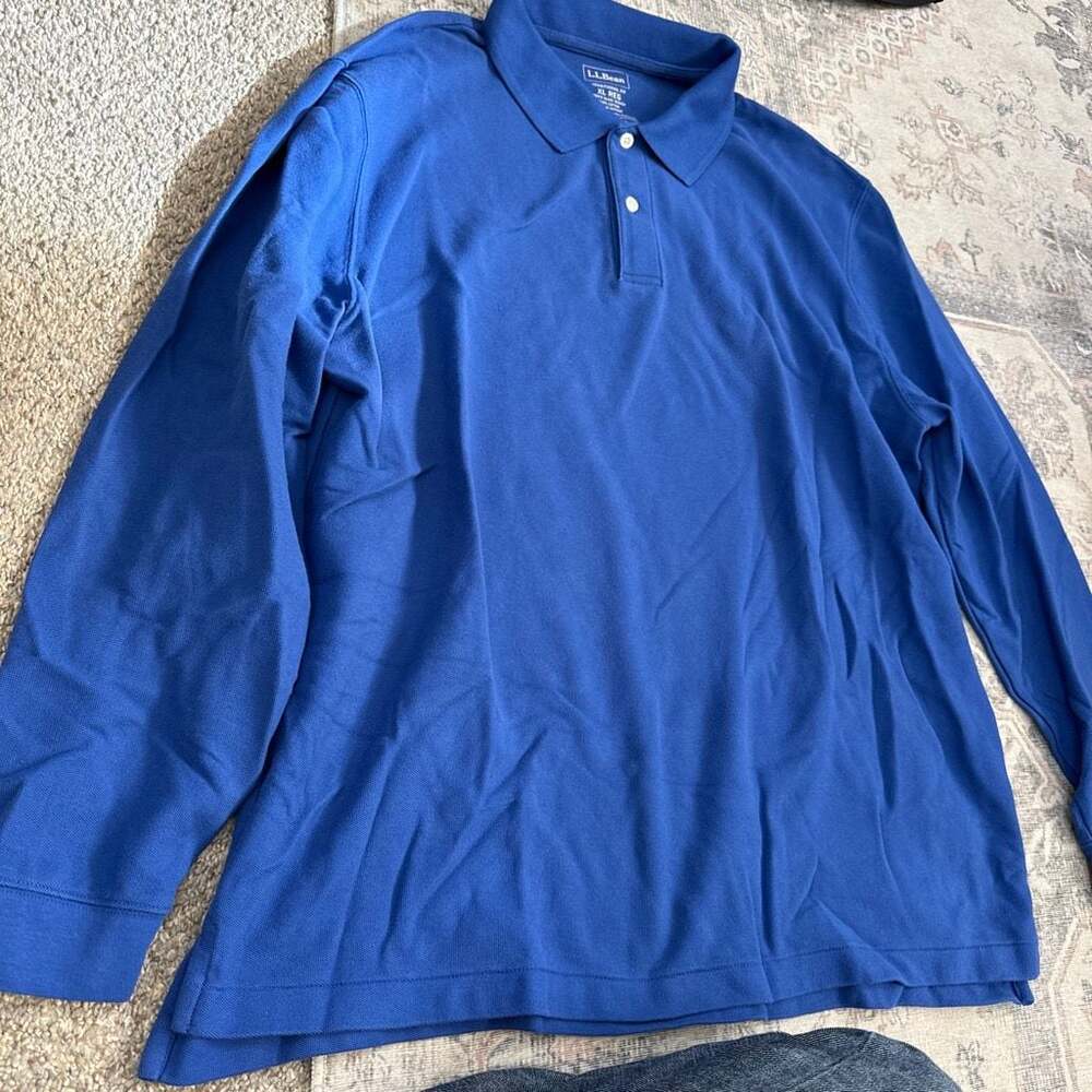 L.L.Bean Men's Traditional Fit Long-Sleeve Polo Shirt Royal Blue XL Regular